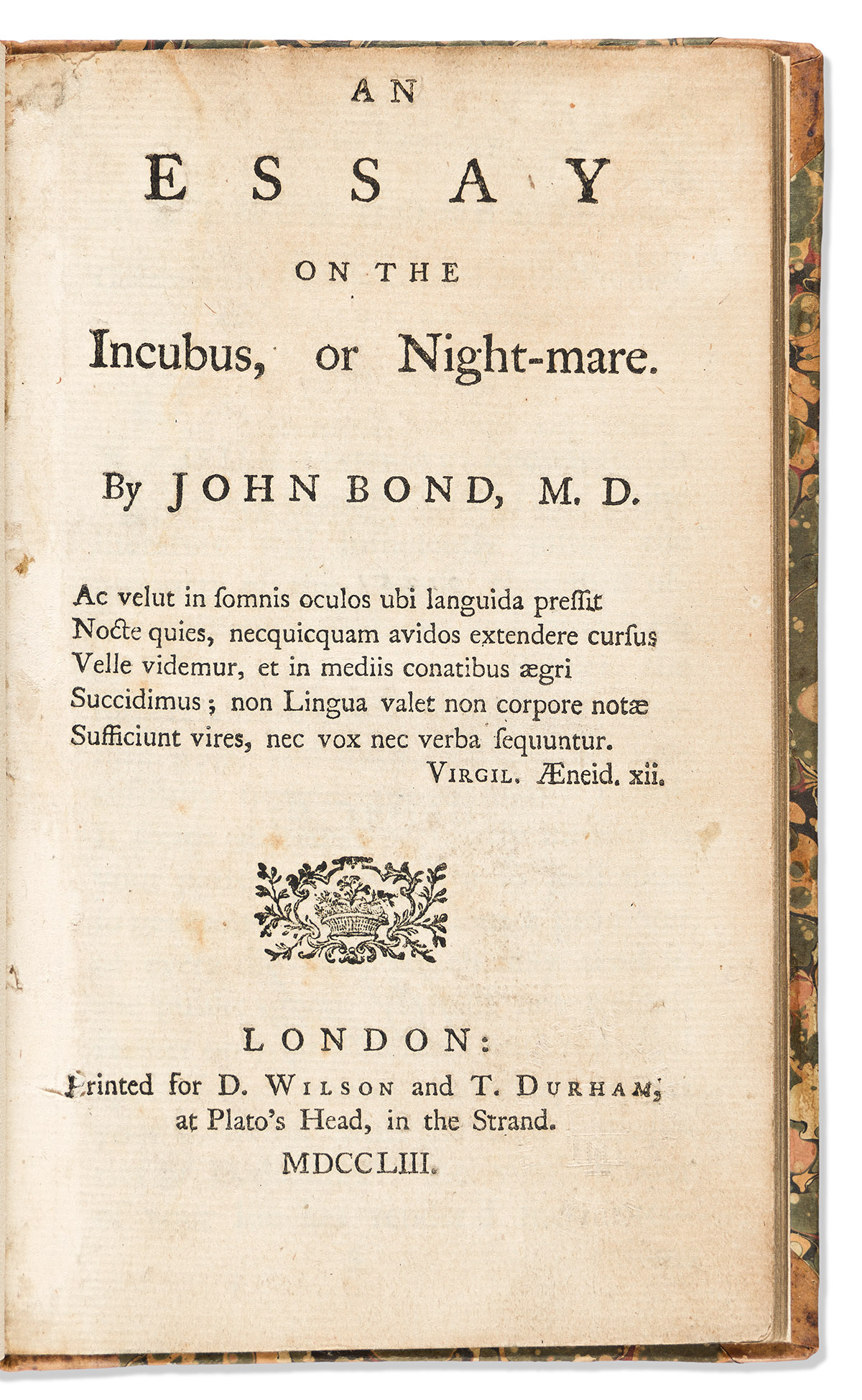 Bond, John, M.D. An Essay on the Incubus, or the Night-mare.